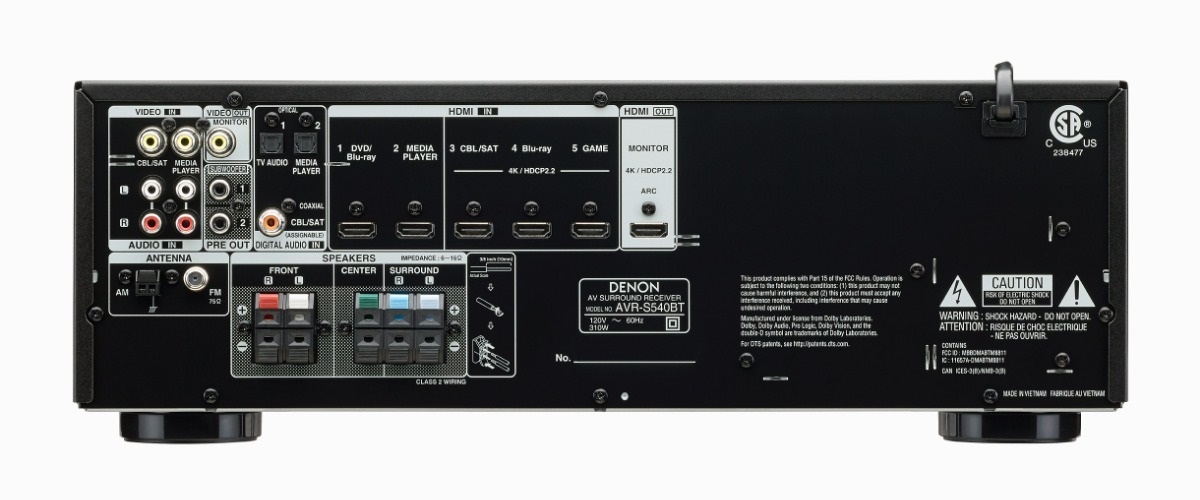 Denon AVR-S540BT back