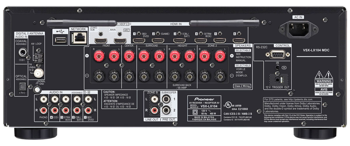 Pioneer Elite VSX-LX104 back