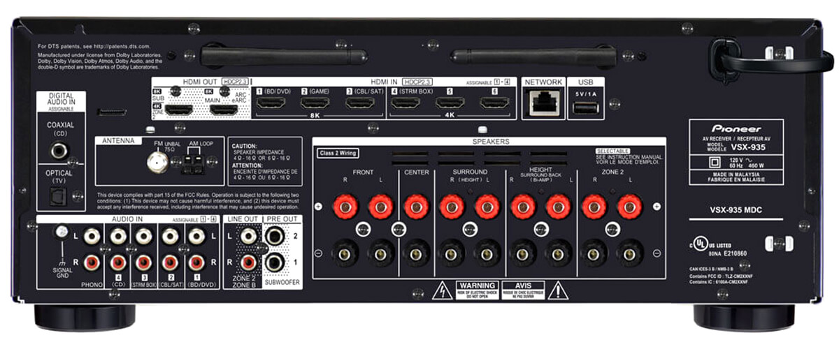 Pioneer VSX-935 features and specs